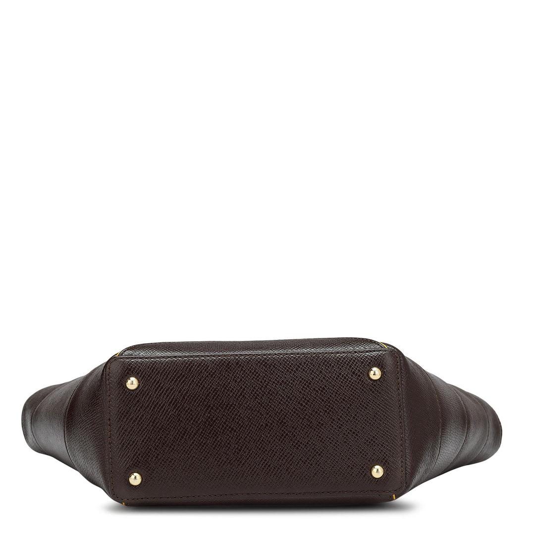 Small Franzy Leather Satchel - Chocolate