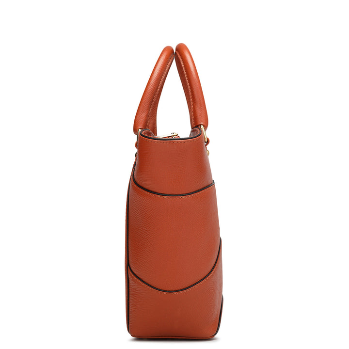 Small Franzy Leather Satchel - Rust Orange