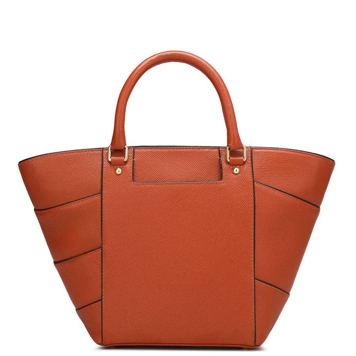 Small Franzy Leather Satchel - Rust Orange
