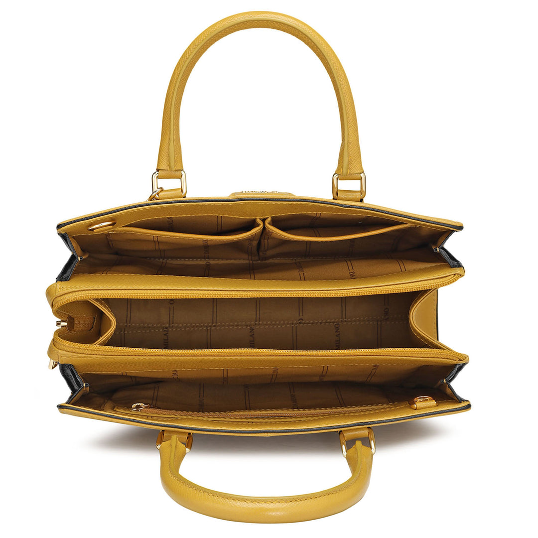 Small Franzy Leather Satchel - Mustard