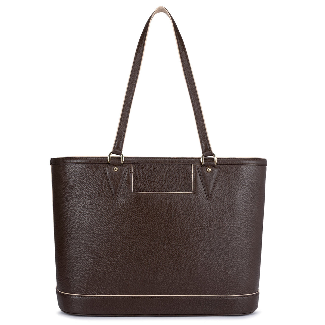 Large Wax Leather Tote - Chocolate