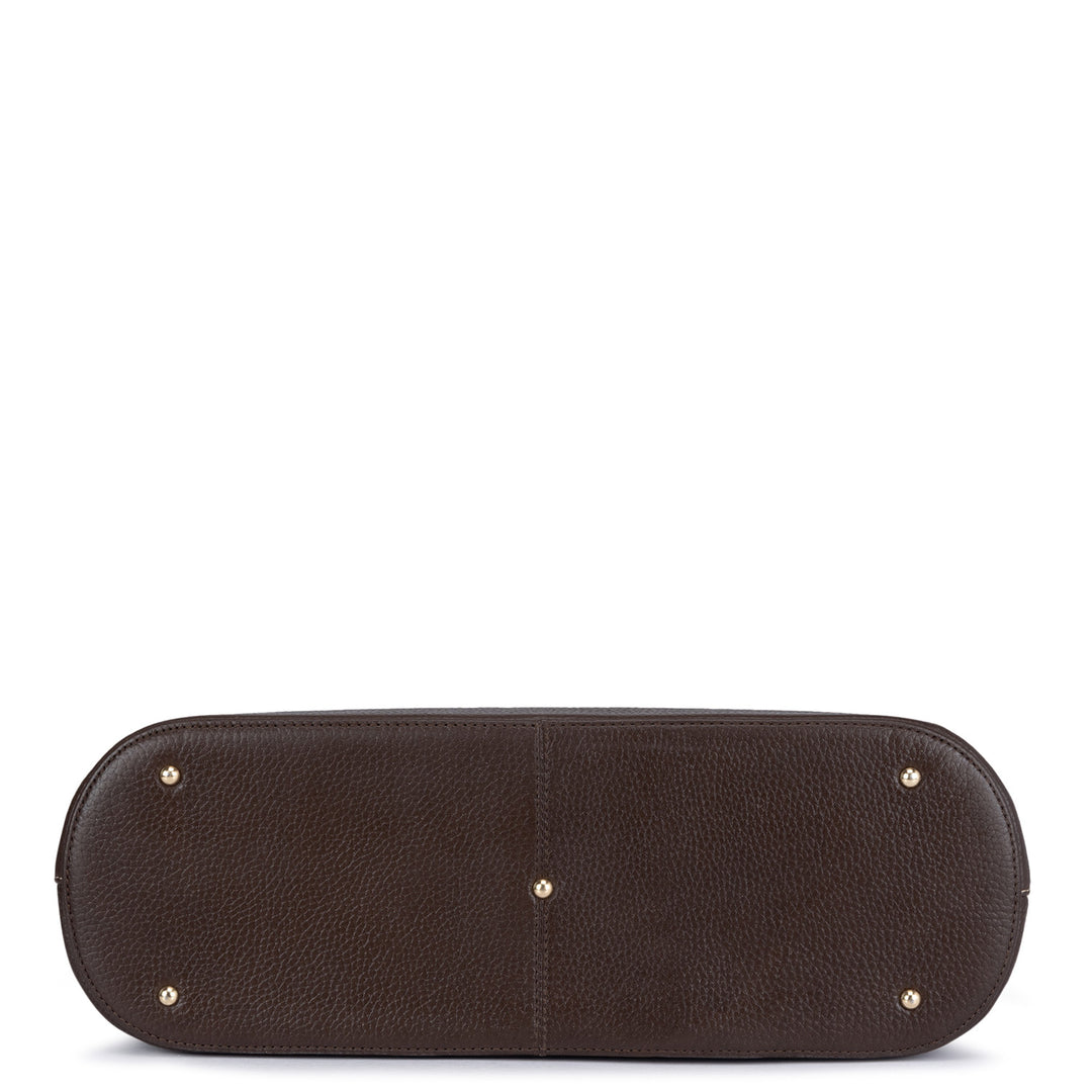 Large Wax Leather Tote - Chocolate