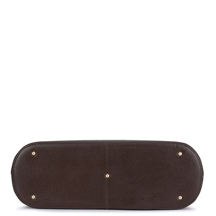 Large Wax Leather Tote - Chocolate