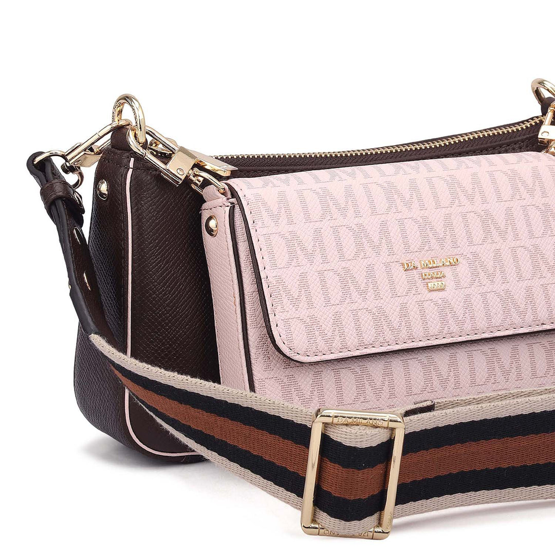 Small Monogram Franzy Leather Sling - Date & Blush