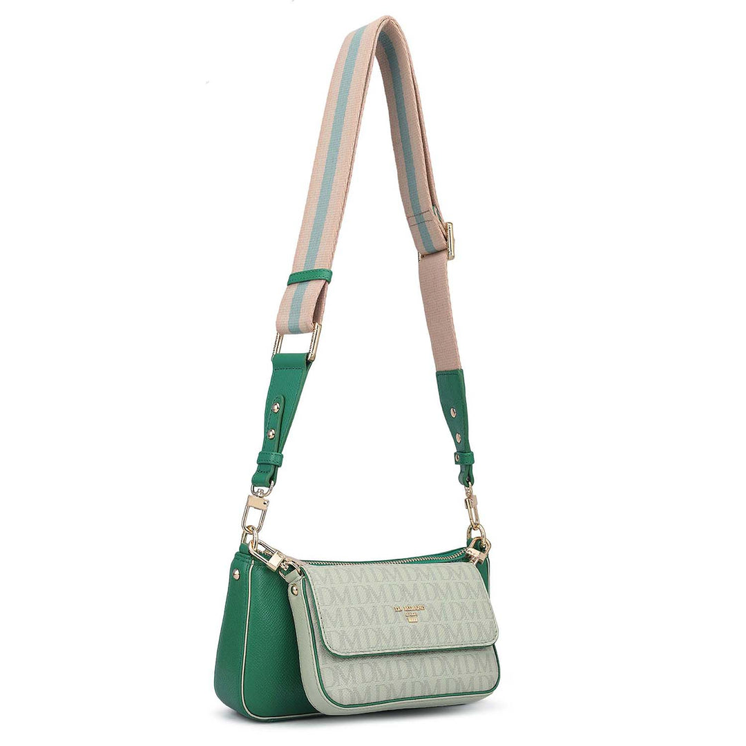 Small Monogram Franzy Leather Sling - Sea Weed & Mint