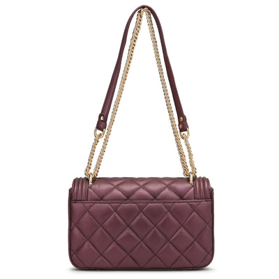 Small Quilting Leather Shoulder Bag - Plum