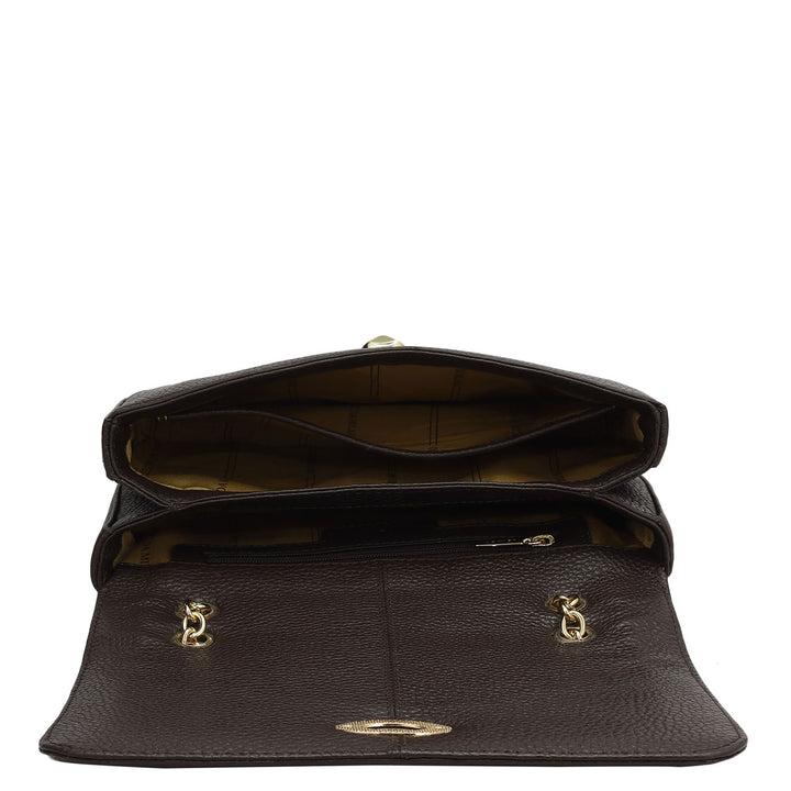 Small Quilting Leather Shoulder Bag - Chocolate