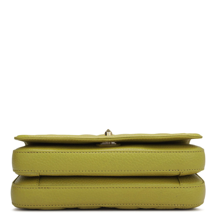 Small Quilting Leather Shoulder Bag - Green Tea