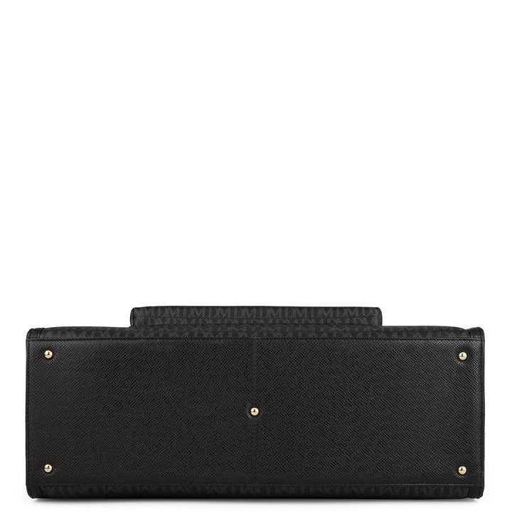 Large Monogram Leather Book Tote - Black