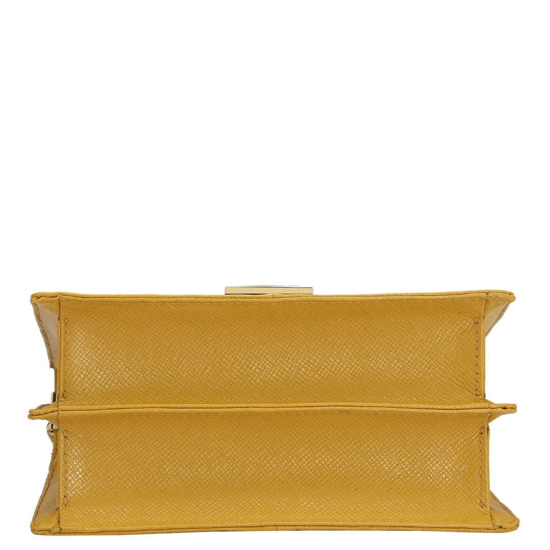 Small Monogram Leather Shoulder Bag - Mustard