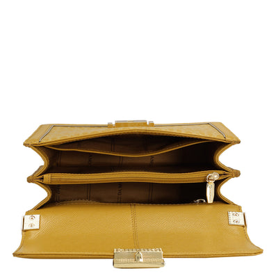 Small Monogram Leather Shoulder Bag - Mustard