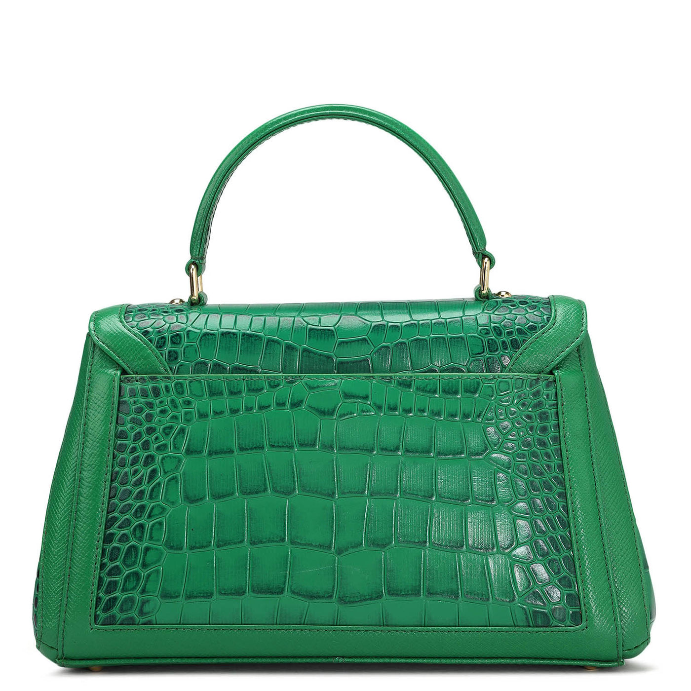 Small Croco Leather Satchel - Sea Weed