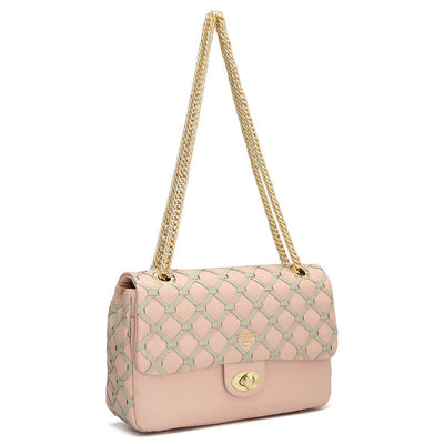 Small Wax Leather Shoulder Bag - Baby Pink