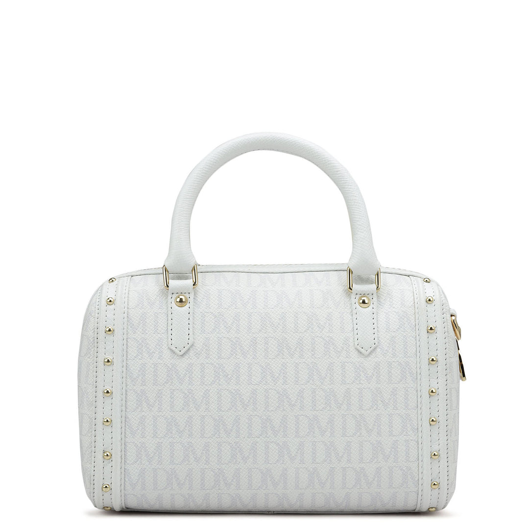 Small Monogram Leather Satchel - White