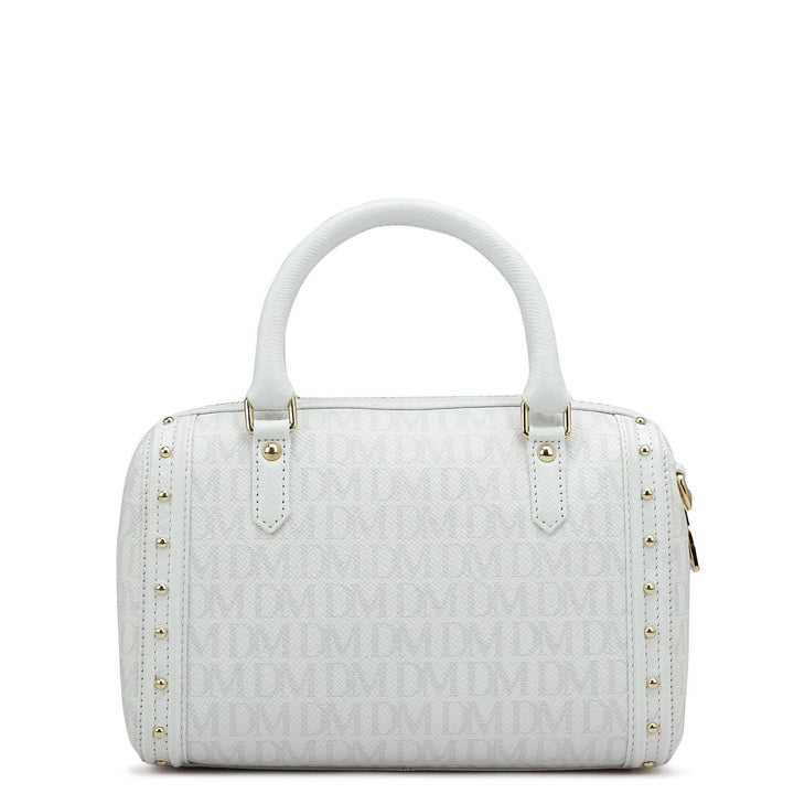 Small Monogram Leather Satchel - White