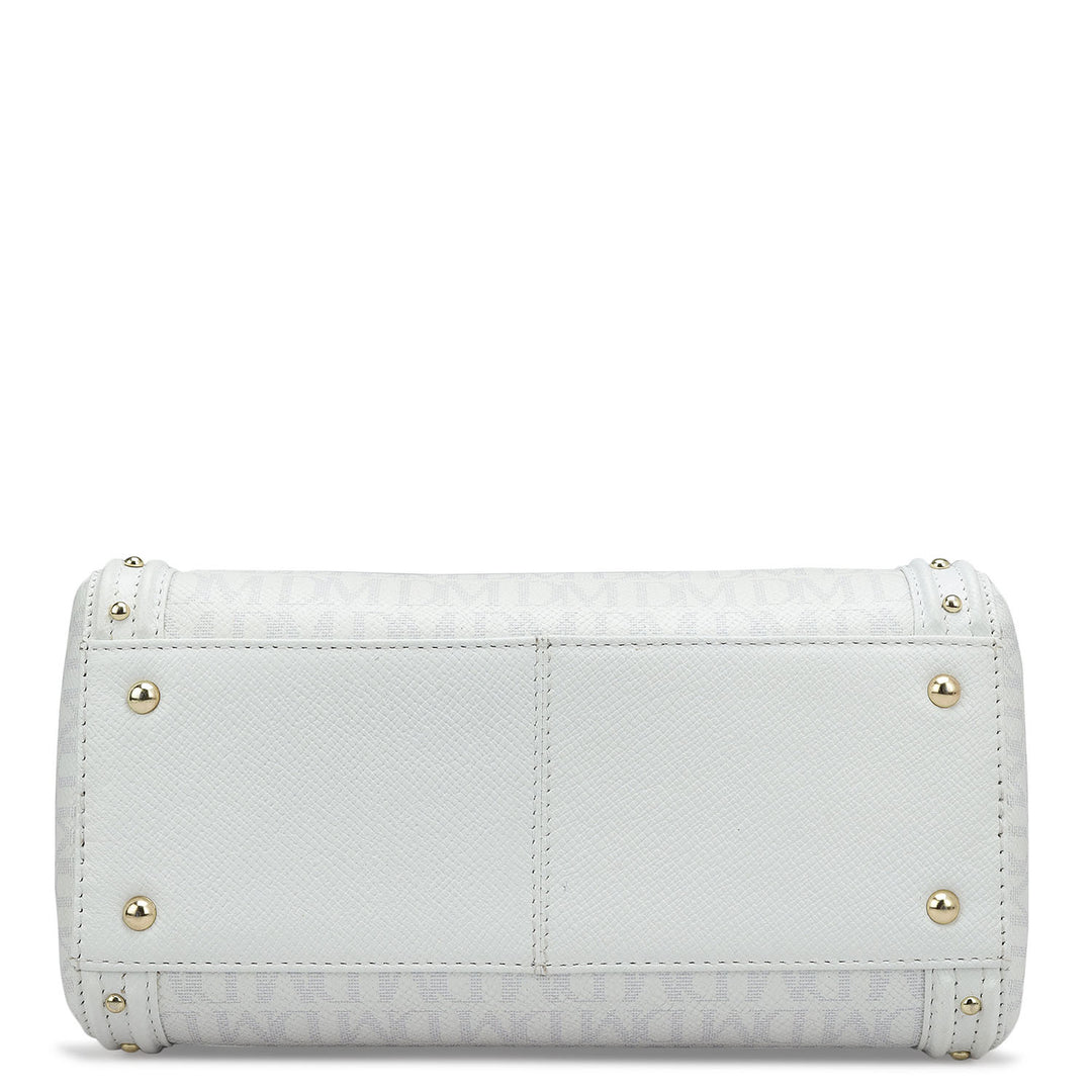Small Monogram Leather Satchel - White