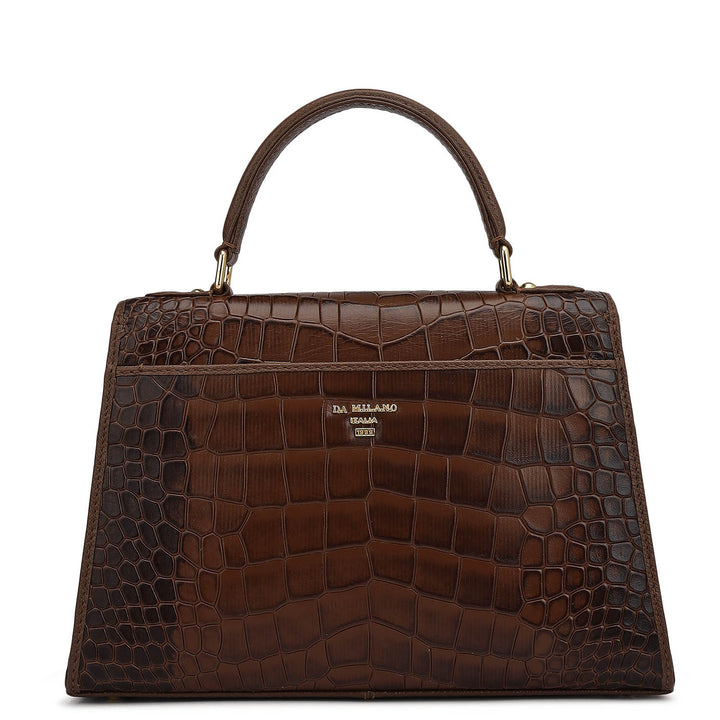 Small Croco Leather Satchel - Date