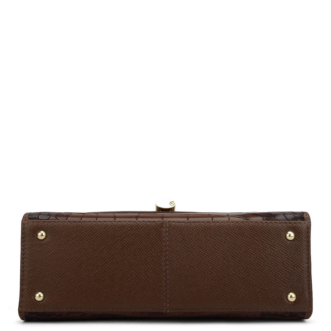 Small Croco Leather Satchel - Date