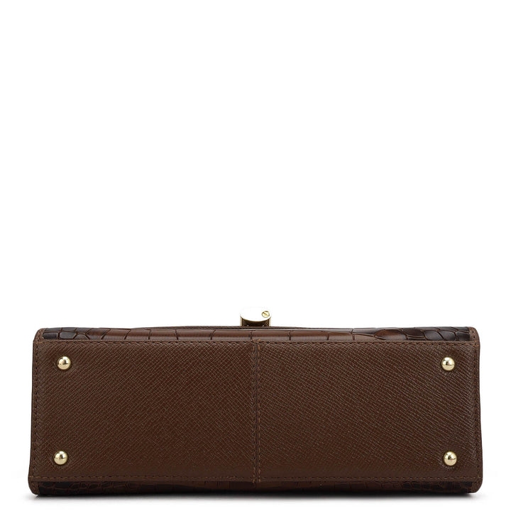 Small Croco Leather Satchel - Date