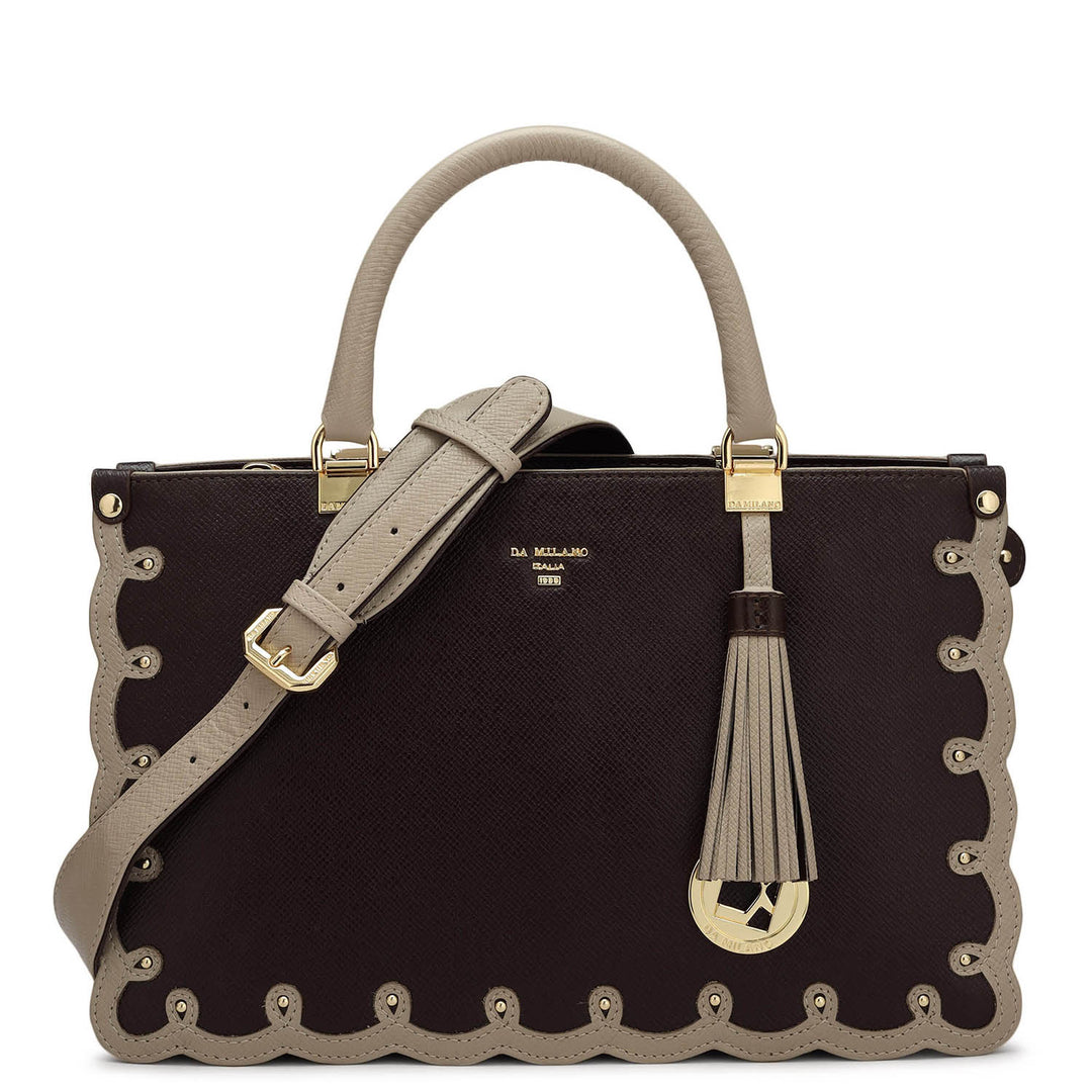 Small Franzy Leather Satchel - Chocolate