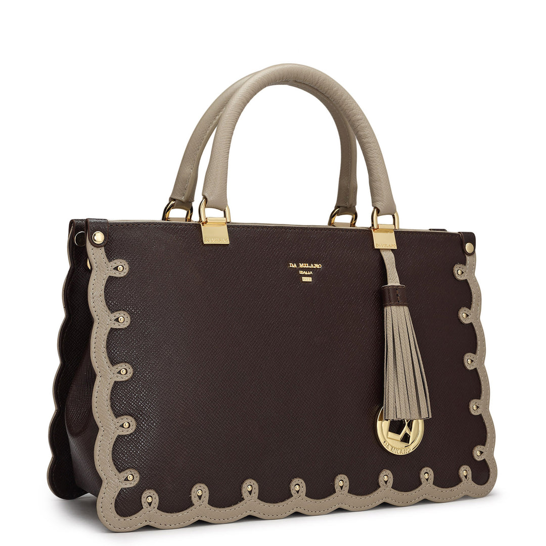 Small Franzy Leather Satchel - Chocolate