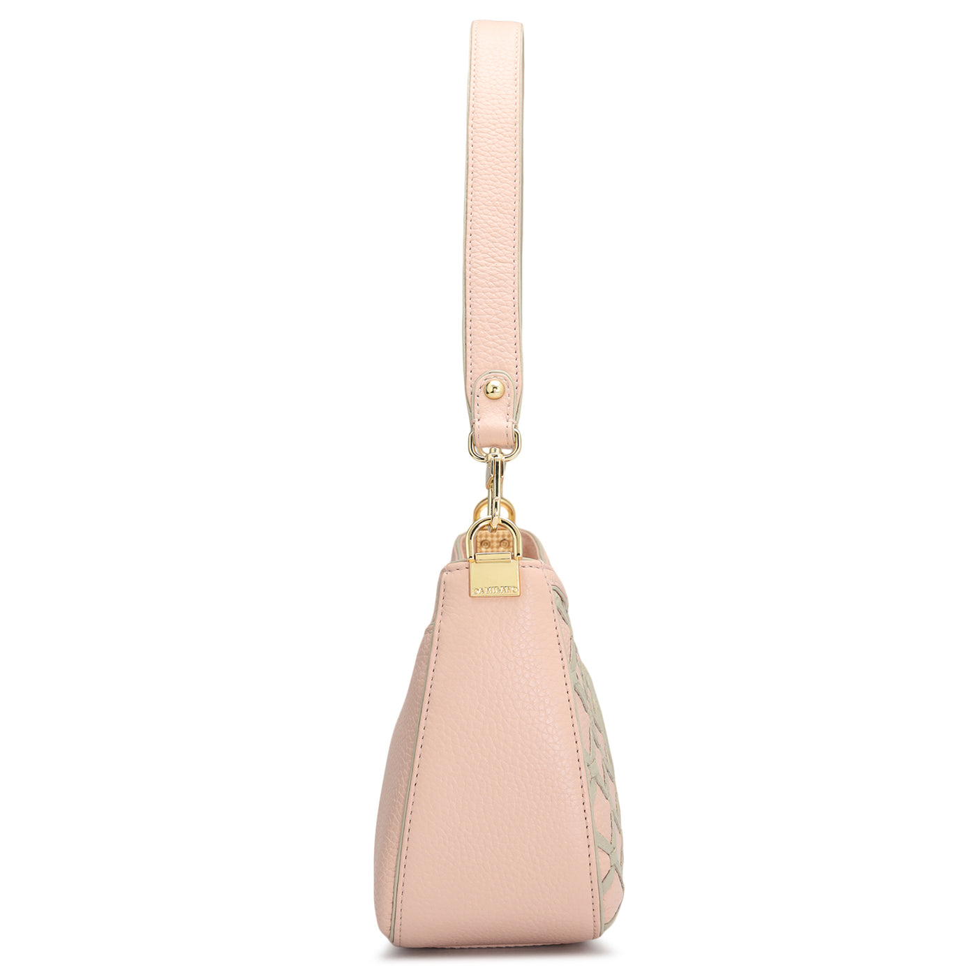 Small Wax Leather Baguette - Baby Pink