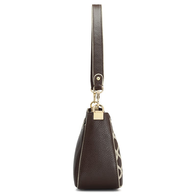 Small Wax Leather Baguette - Chocolate