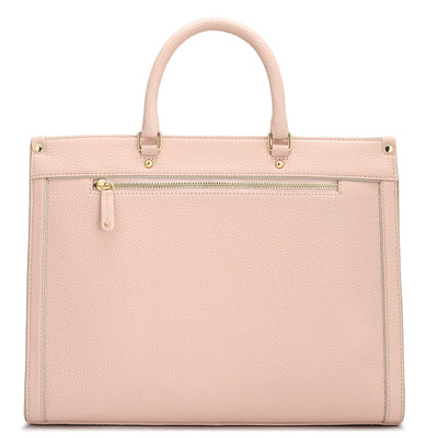 Medium Wax Leather Book Tote - Baby Pink