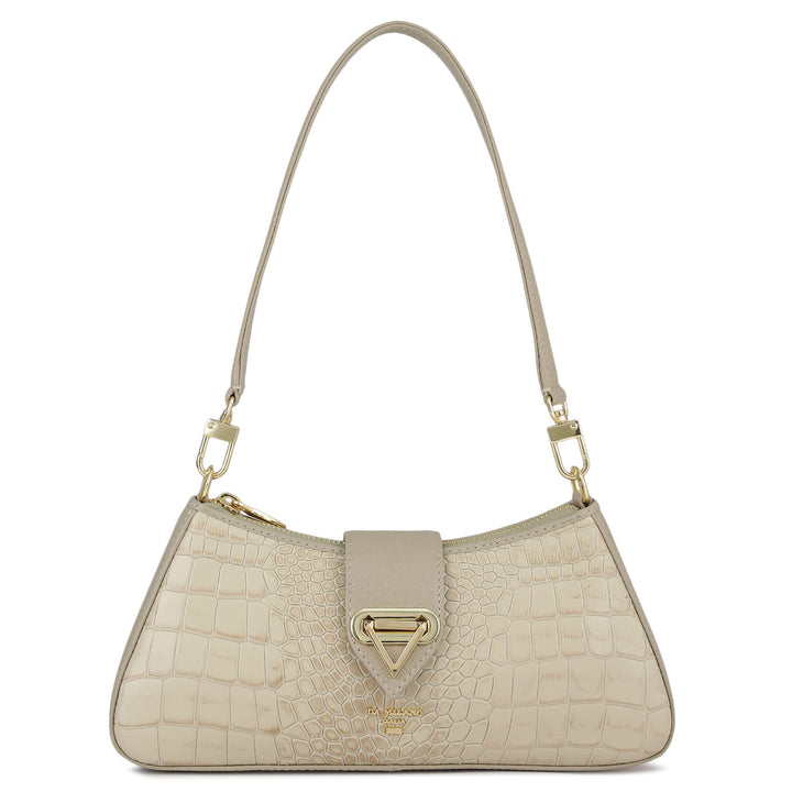 Small Croco Leather Baguette - Frost