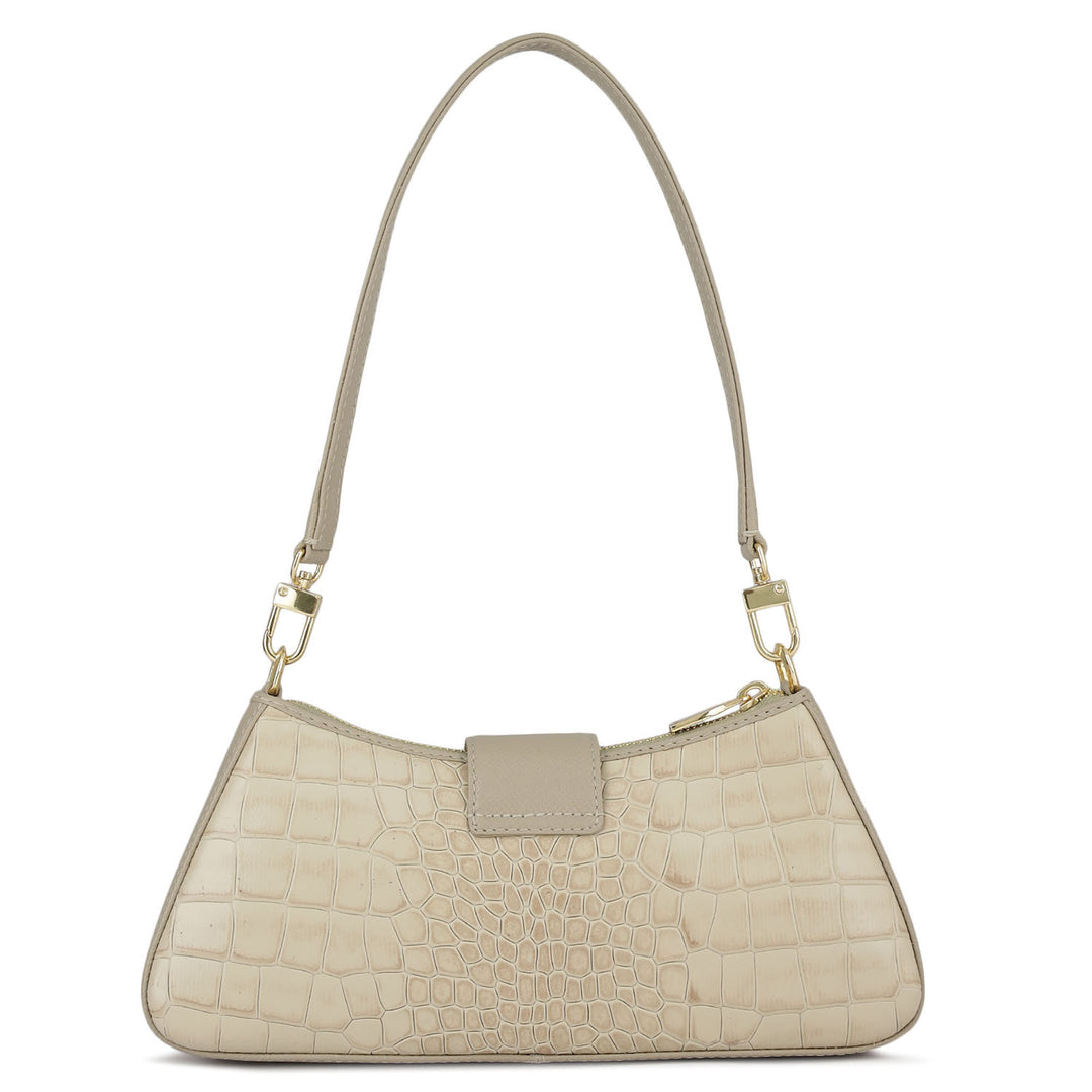Small Croco Leather Baguette - Frost
