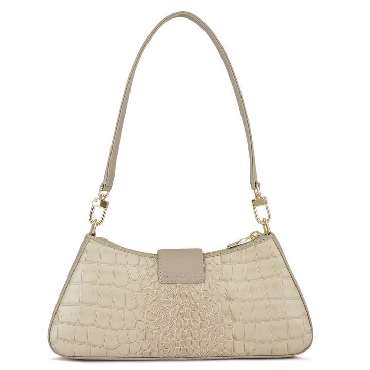 Small Croco Leather Baguette - Frost