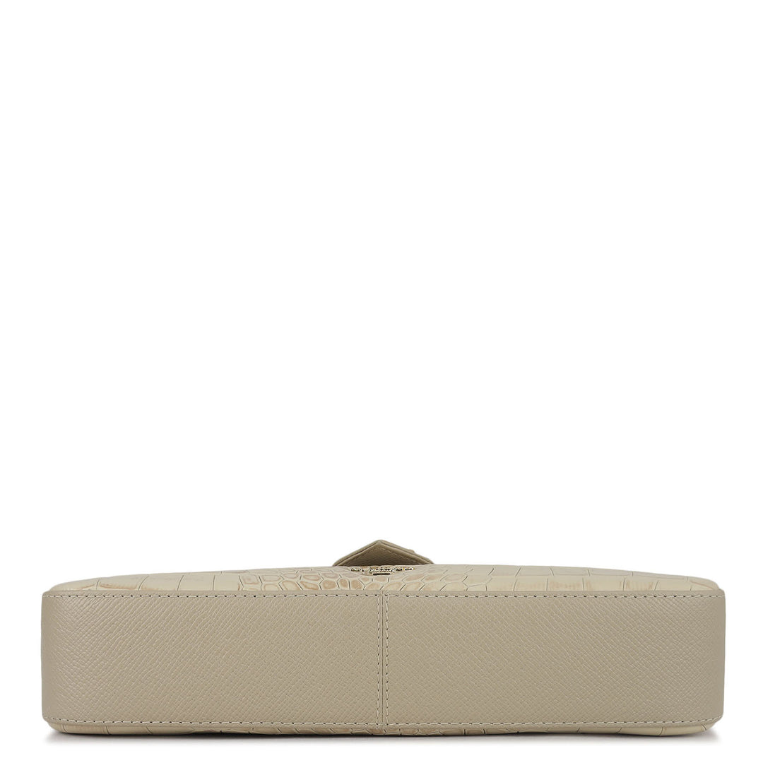 Small Croco Leather Baguette - Frost