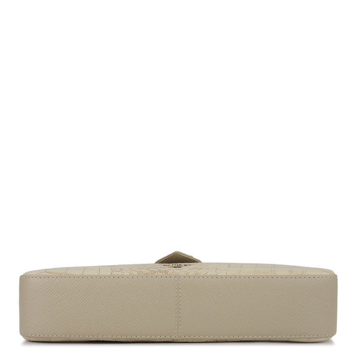 Small Croco Leather Baguette - Frost