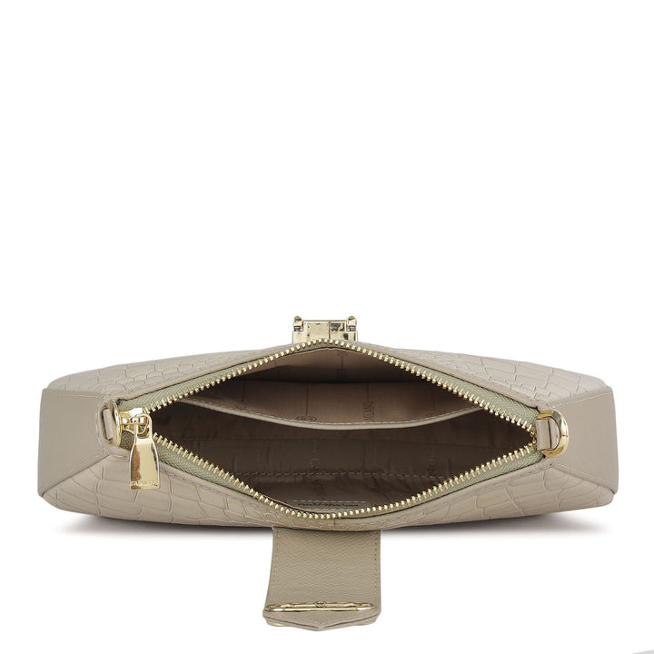 Small Croco Leather Baguette - Frost