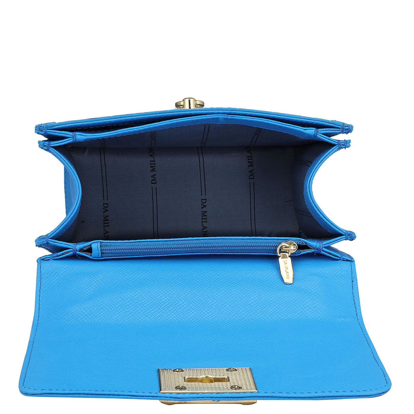 Small Croco Leather Shoulder Bag - Blue