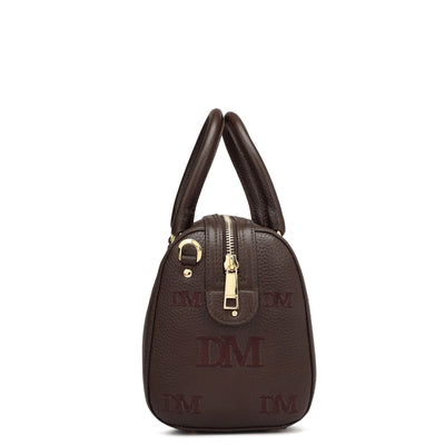 Small Wax Leather Satchel - Chocolate