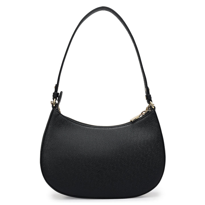 Small Franzy Leather Baguette - Black