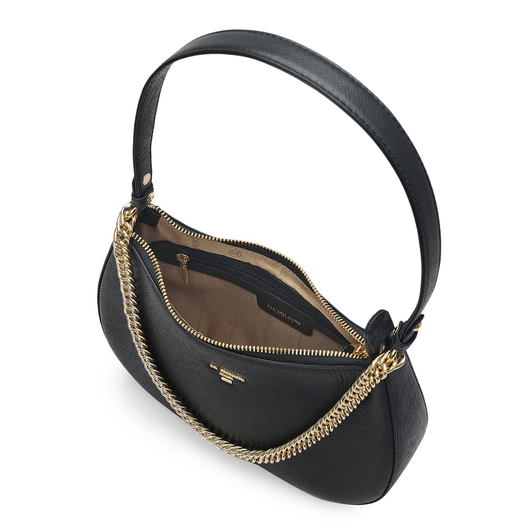 Small Franzy Leather Baguette - Black