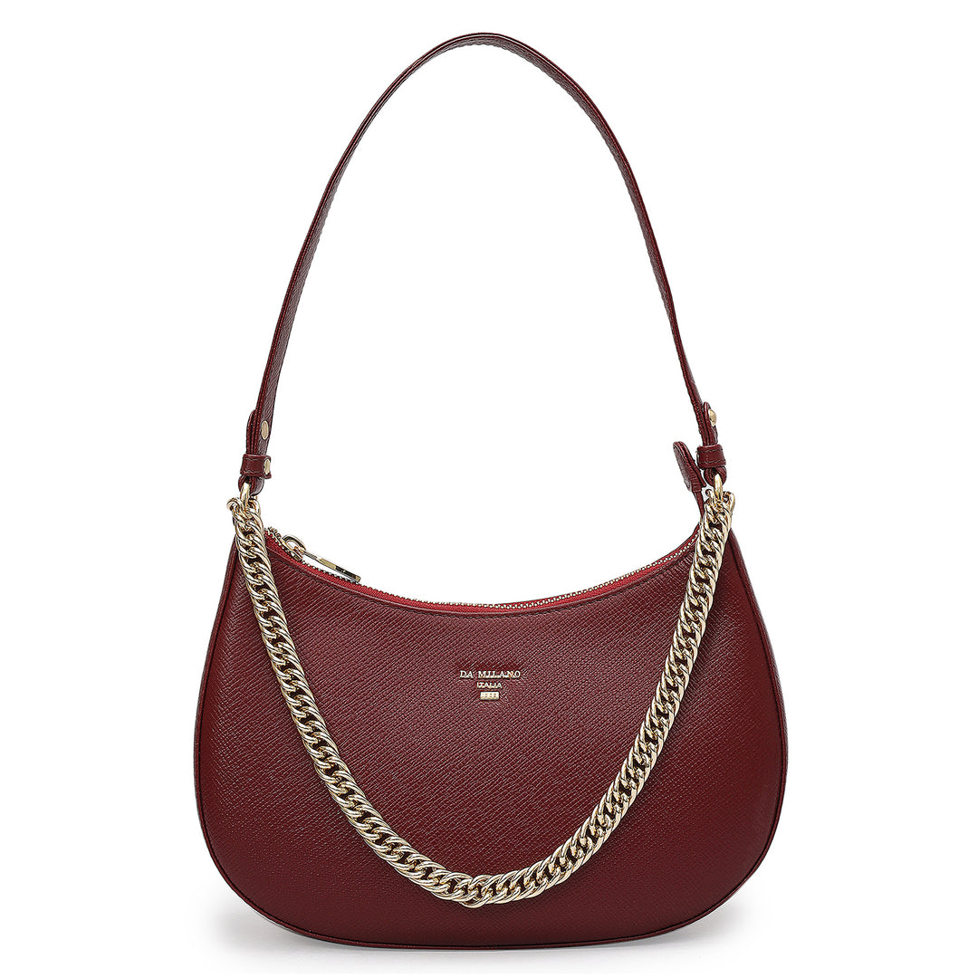 Small Franzy Leather Baguette - Cherry
