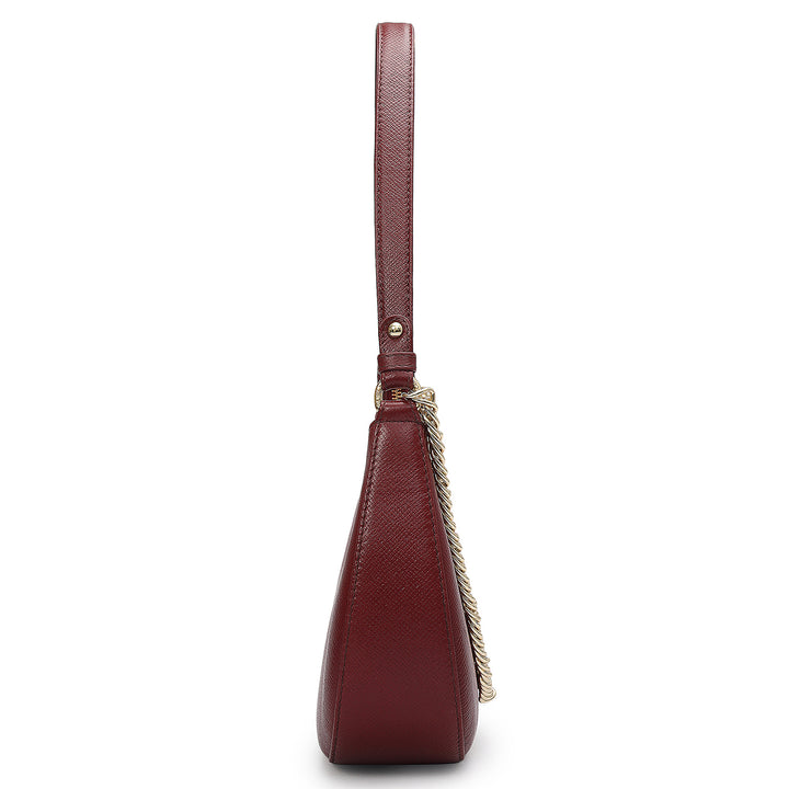Small Franzy Leather Baguette - Cherry