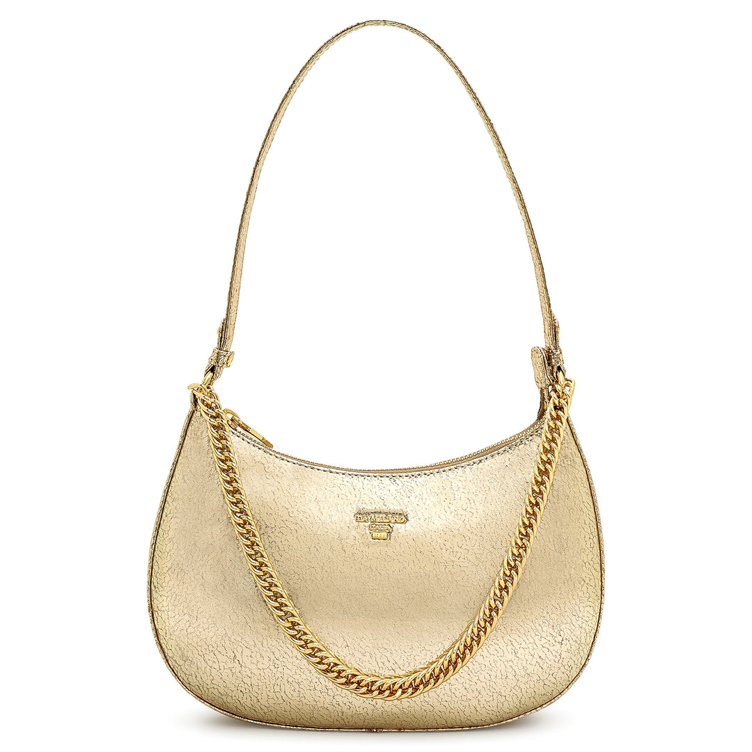 Small Metallic  Leather Baguette - Gold