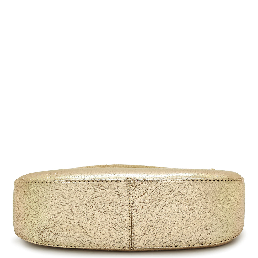 Small Metallic  Leather Baguette - Gold