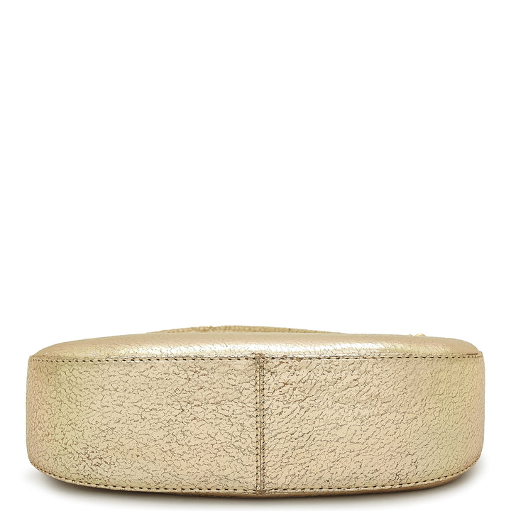 Small Metallic  Leather Baguette - Gold