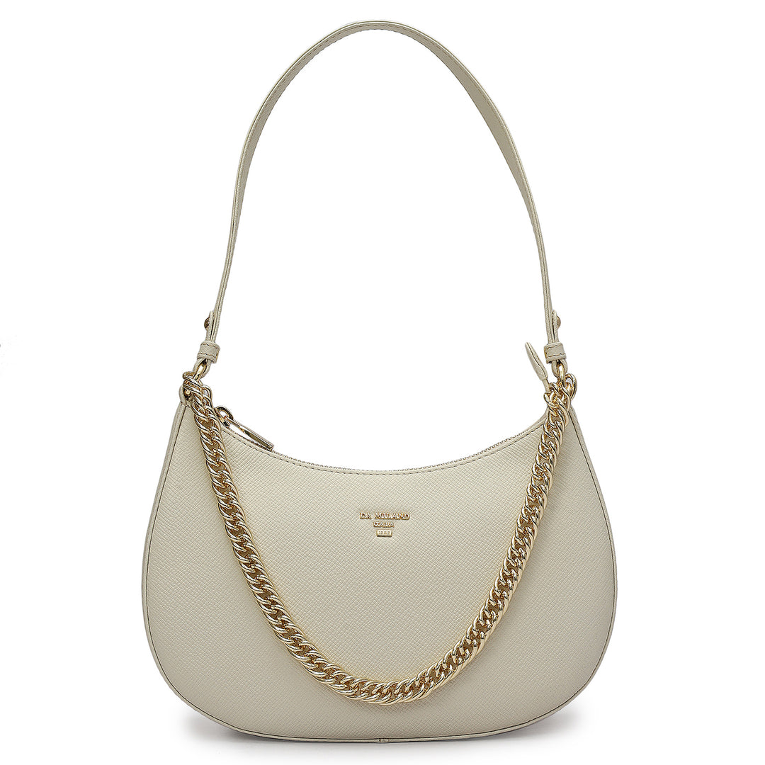 Small Franzy Leather Baguette - Marshmallow