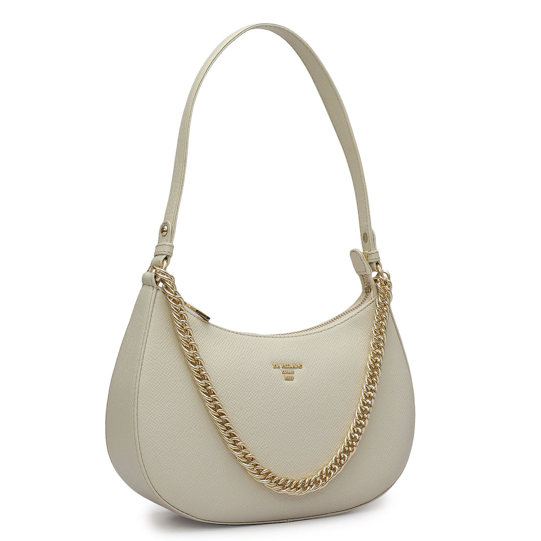 Small Franzy Leather Baguette - Marshmallow