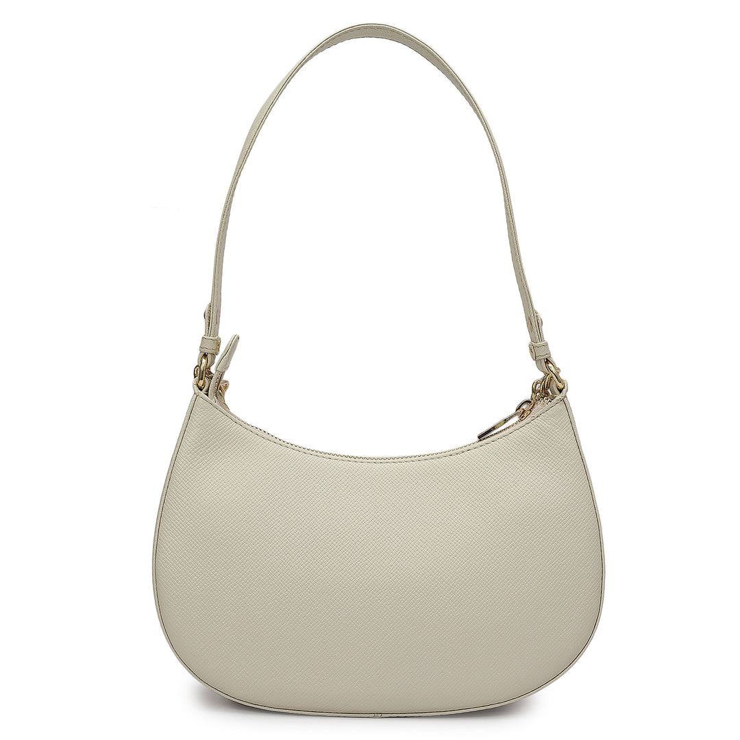 Small Franzy Leather Baguette - Marshmallow