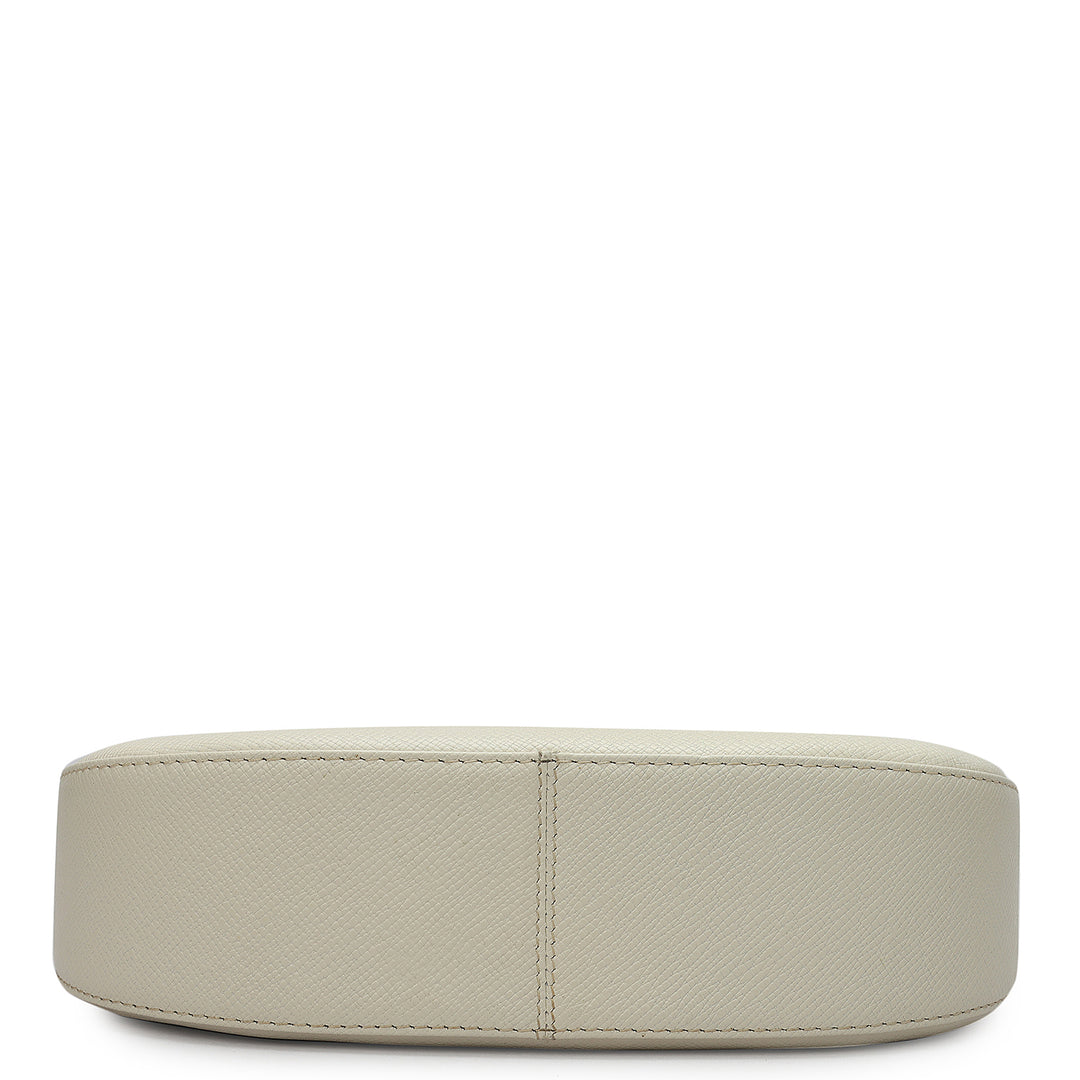 Small Franzy Leather Baguette - Marshmallow