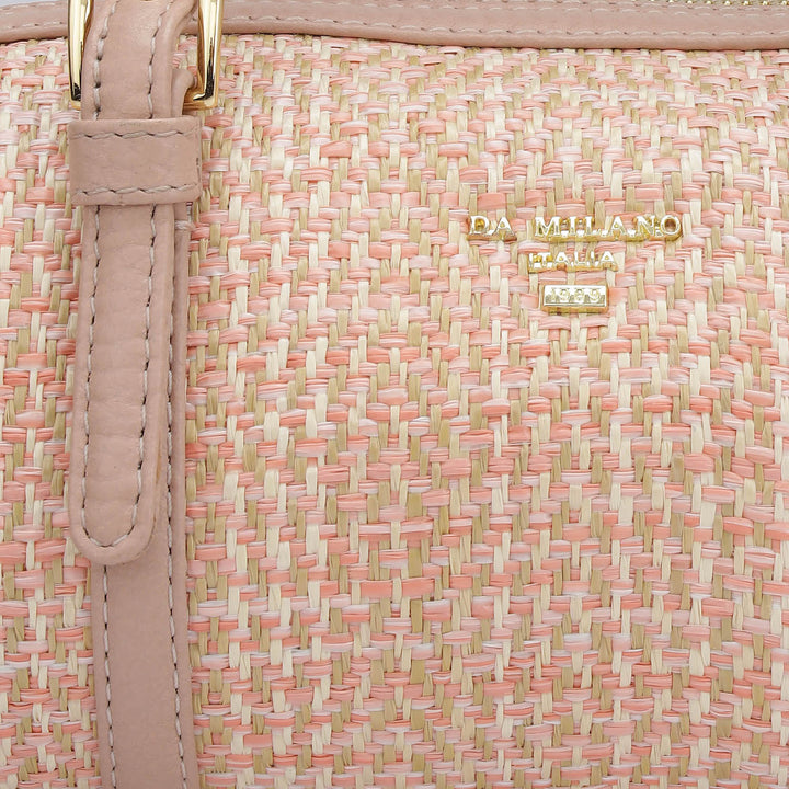 Small Canvas Wax Leather Satchel - Baby Pink