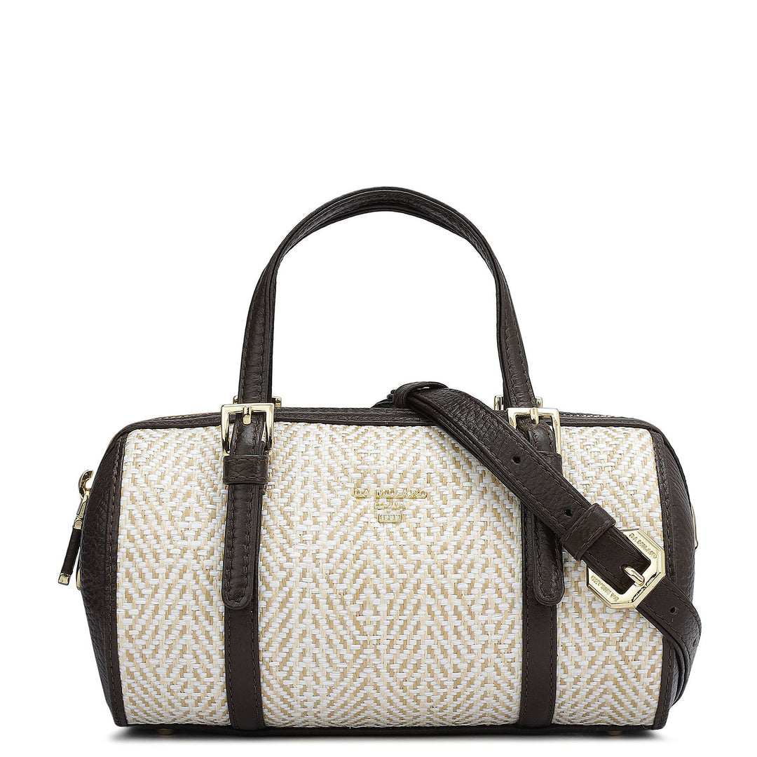 Small Canvas Wax Leather Satchel - Chocolate