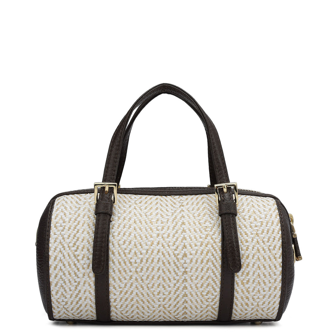 Small Canvas Wax Leather Satchel - Chocolate